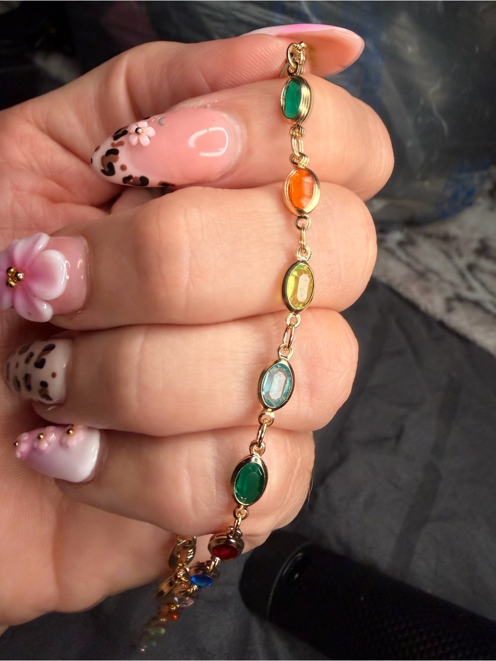 Gold Filled AAA CZ Rainbow Anklet